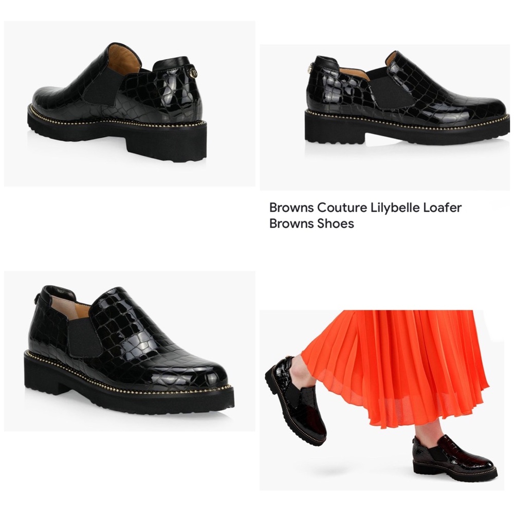 NEW! ⭐️ BROWNS Couture Black LEATHER Loafers ULTRA LIGHT - Picture 4 of 15